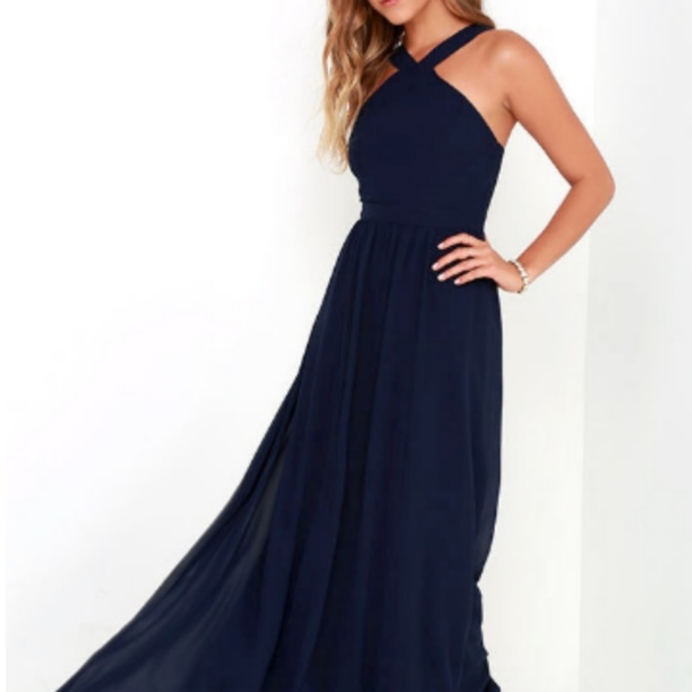Lulu's Air of Romance Navy Maxi Dress